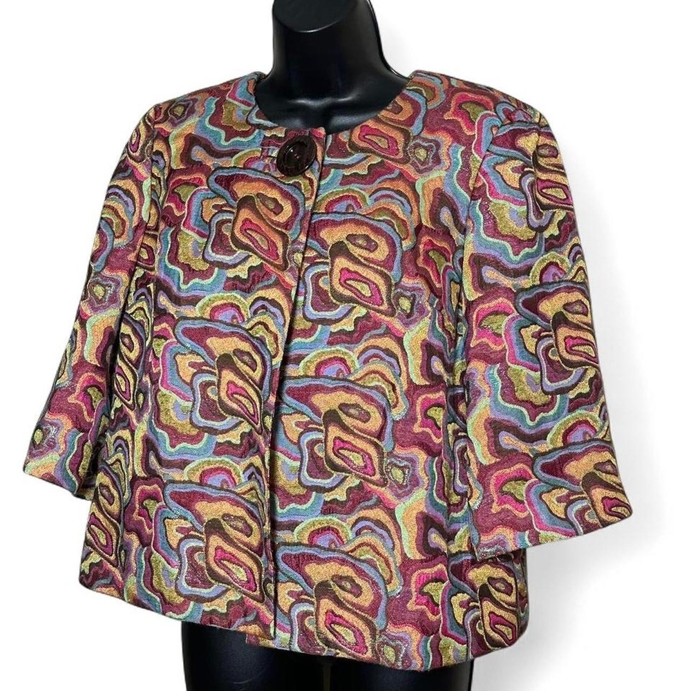 Vintage Vibe Abstract Tapestry 3/4 Sleeve Jacket